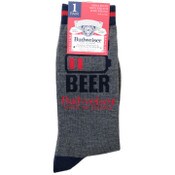 Wholesale - 1pr BUDWEISER GRAY MEN CREW SOCKS SIZE 10-13 C/P 60, UPC: 194382048139